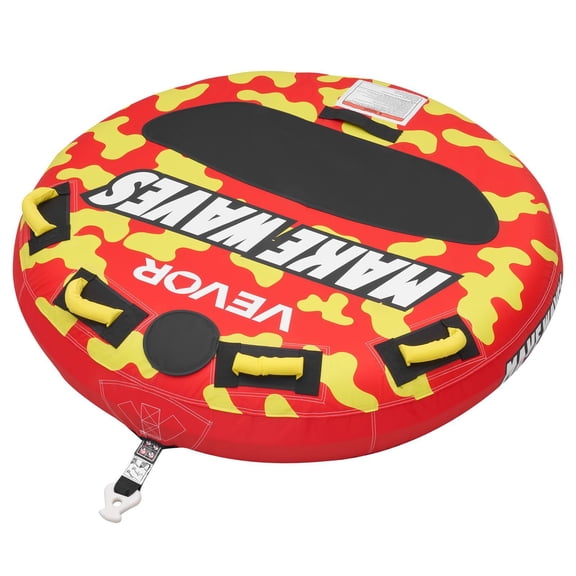 Towable Tubes for Boating 2-Rider, 340LBS Capacity Inflatable Boat Towable Tube with Anti-Slip Pad, Full Nylon Cover, Padded Handles & Safety Valve, Water Sport Tube for Boat Pulling RLB