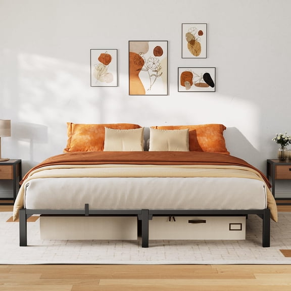 Towallmark 10" King Metal Bed Frame with Tool-Less Assembly, Reinforced Steel Slats Platform Bed Frame, No Box Spring Needed