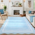 thumbnail image 1 of Towallmark 10x13 Washable Area Rug, Ultra Soft Low Pile Non-Slip Carpet, Modern Scalloped Print Floor Mat for Living Room Bedroom Home Decor, Light Blue, 1 of 9