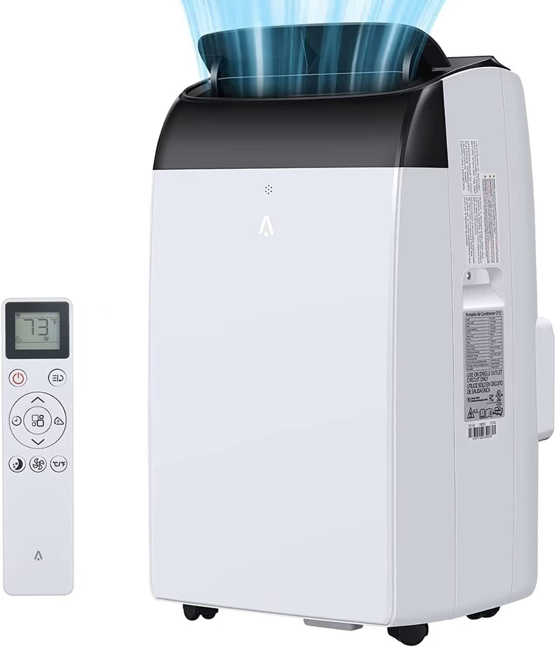 Towallmark 12,000 BTU Portable Air Conditioner, Cools up to 550 Sq. Ft, LED Display Full-Function, Built-in Dehumidifier, Fan, 3 in 1 A/C Unit with Remote Control
