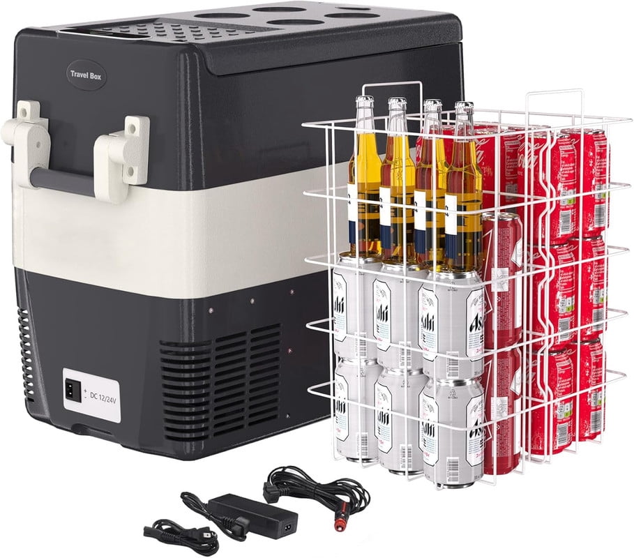 Towallmark 12V Car Refrigerator, 53QT Portable Fridge Freezer for Camping, Truck, RV - 12 Volt Electric Cooler (50L) with Dual Power 12V/24V DC & 110-240V AC, 0℉~50℉