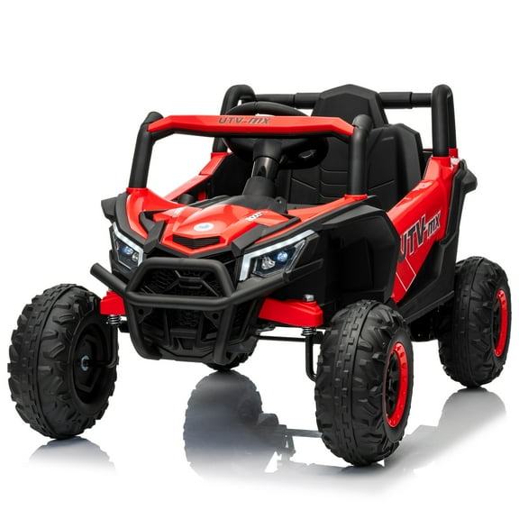 Towallmark 12V Kids Ride On UTV Truck with Remote Control, 4WD/2WD Switchable & 4 Spring Suspension, Electric Car with Safety Belt & Bluetooth Music for Ages 3-8,Red