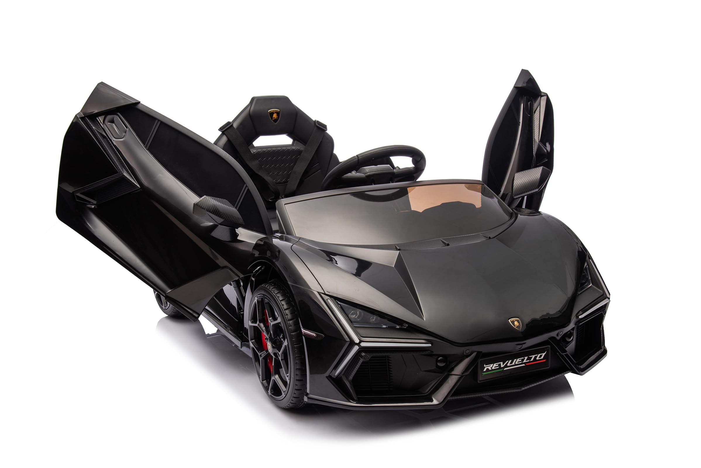 12V Black Lamborghini Revuelto Kids Electric Ride-On Car