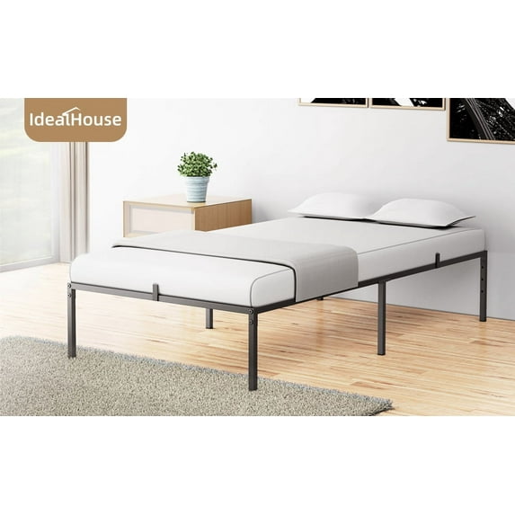 Towallmark 13.8 "Metal Platform Bed Frame Double Bed Frame, Heavy Steel Plate, Black