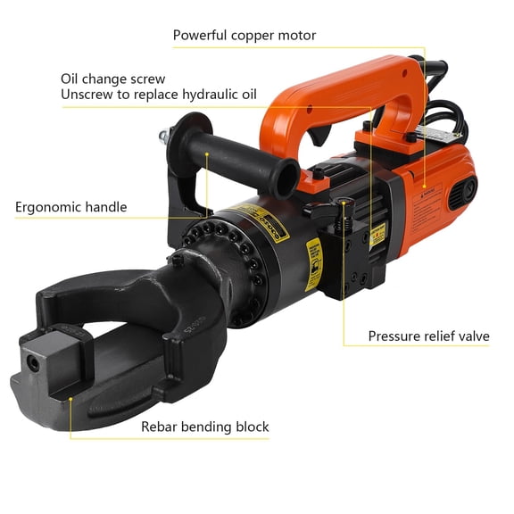 Towallmark 1500W Electric Rebar Bender – Heavy-Duty Hydraulic Tool for 1" (#8) Rebar, 0-130° Angle