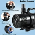 thumbnail image 1 of Towallmark 150W Electric Submersible Water Pump – 4227 GPH High-Pressure Water Pump with 31 ft Lift for Pond, Waterfall, Fish Tank, Hydroponic, and Decorative Fountain, 1 of 6