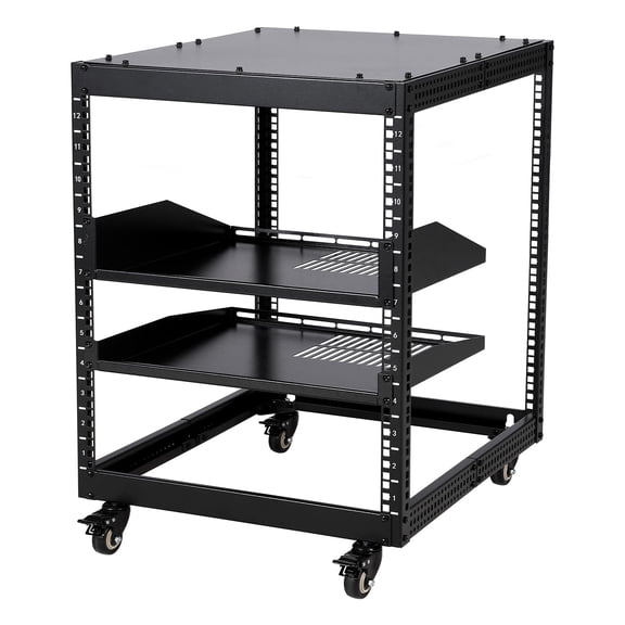 Server Rack Tv Stand BENTISM 12U Server Rack, 15''-40'' Adjustable, Wall Mount/Free Standing ...