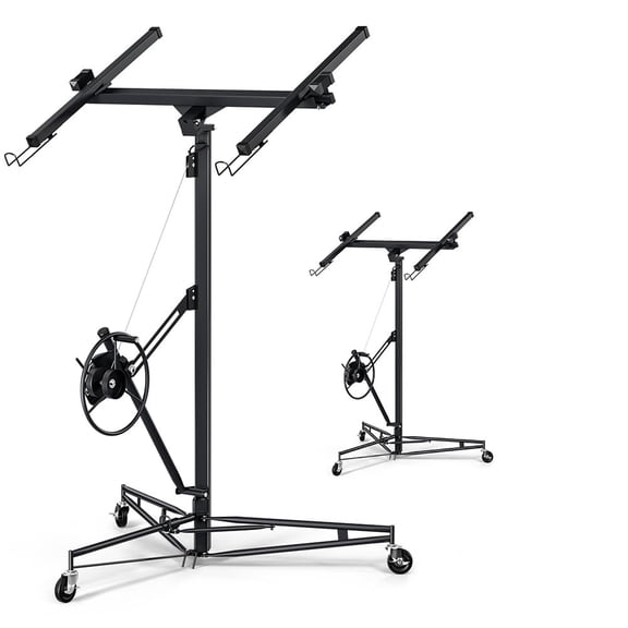 Towallmark 16 Ft Drywall Rolling Lifter Panel Heavy Duty 150LBS Sheetrock Lift Drywall Lift Panel Hoist Jack with 360°Adjustable Telescopic Arm & 3 Lockable Wheels,Black