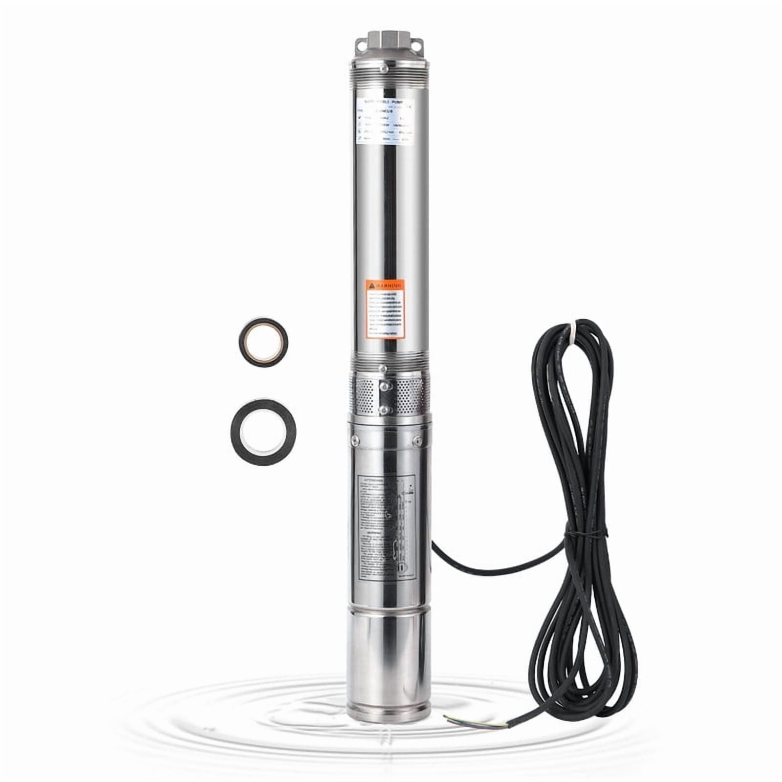 Towallmark 1HP 110V Deep Well Submersible Pump, 27GPM 204ft Head Stainless Steel Water Pump, 4" Well Pump with 33ft Cord Check Valve, IP68 Waterproof for Home Irrigation Industrial Use