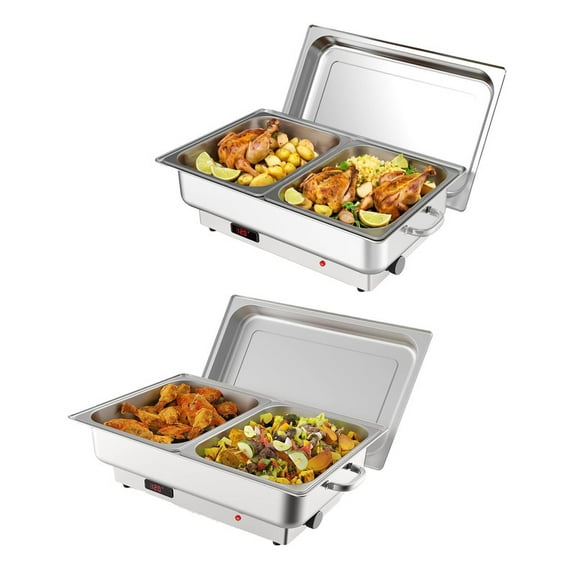 Towallmark 2 Pack 4.5QT Stainless Steel Electric Chafing Dish Set, Buffet Server Food Warmer with Temperature Display Screen, Commercial Catering Warmers for Parties Weddings Events