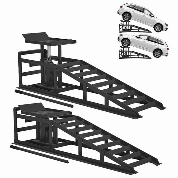 Towallmark 2 Pack 5T 10000LBS Hydraulic Car Ramps, Low Profile Vehicle Lift Ramps, 11.61-16.21 Inch Adjustable Height, Heavy Duty Truck Trailer Garage Ramps