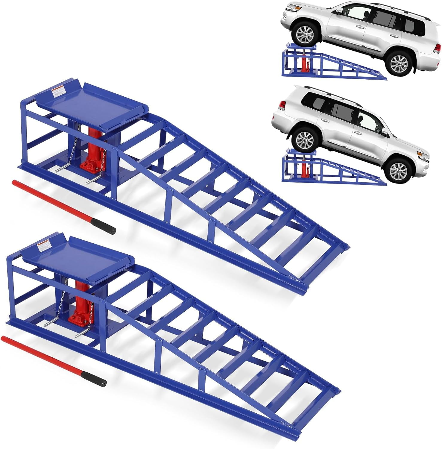 Towallmark 2-Pack Hydraulic Car Ramps, Heavy-Duty Vehicle Steel Ramps ...