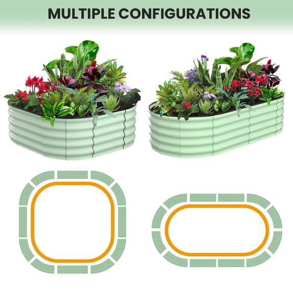 Towallmark 2-Pack Oval Galvanized Steel Raised Garden Beds, Tool-Free Assembly with Open Base & Safety Edge, Large Outdoor Planter Boxes for Vegetables, Flowers, Herbs, Olive Green, 6x3x1FT