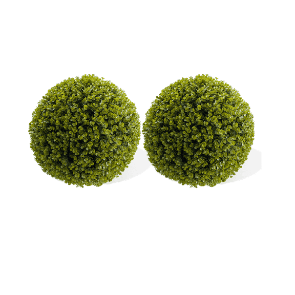 Towallmark 2 Pcs Artificial Plant Topiary Balls Outdoor,Faux Boxwood Balls Fake Green Plants Decorative Spheres for Front Porch Patio Garden Backyard Home Wedding Decor