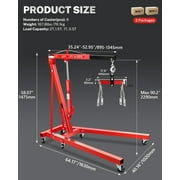 Towallmark 2-Ton Folding Engine Hoist Cherry Picker, 4400 LBS Engine Lift - Hydraulic Shop Crane w/ 6 Locking Wheels & 4 Boom Positions, Engine Crane for Workshop Warehouse Garage