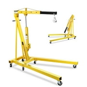 Towallmark 2-Ton Folding Engine Hoist Cherry Picker, 4400 LBS Engine Lift - Hydraulic Shop Crane w/ 6 Locking Wheels & 4 Boom Positions, Engine Crane for Workshop Warehouse Garage