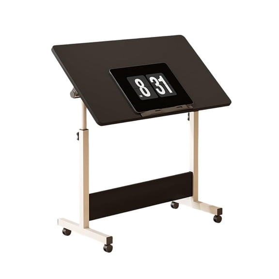 Towallmark 2-in-1 Rolling & Folding Desk, Height-Adjustable Mobile Table for Small Space & Home Office, Black, 31.5"x15.7"