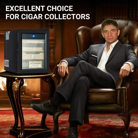 Towallmark 200-Count Electric Cigar Cabinet – 33L Humidor with Hygrometer, Lighting Control, and Fan