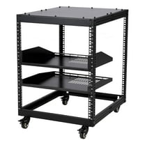 Towallmark 20U Open Frame Server Rack, 23''-40'' Adjustable Depth, Wall Mount & Free Standing Network Rack with 4 Lockable Casters & 2pcs 1U Server Rack Shelf, Holds All Your IT/AV Equipment Rack