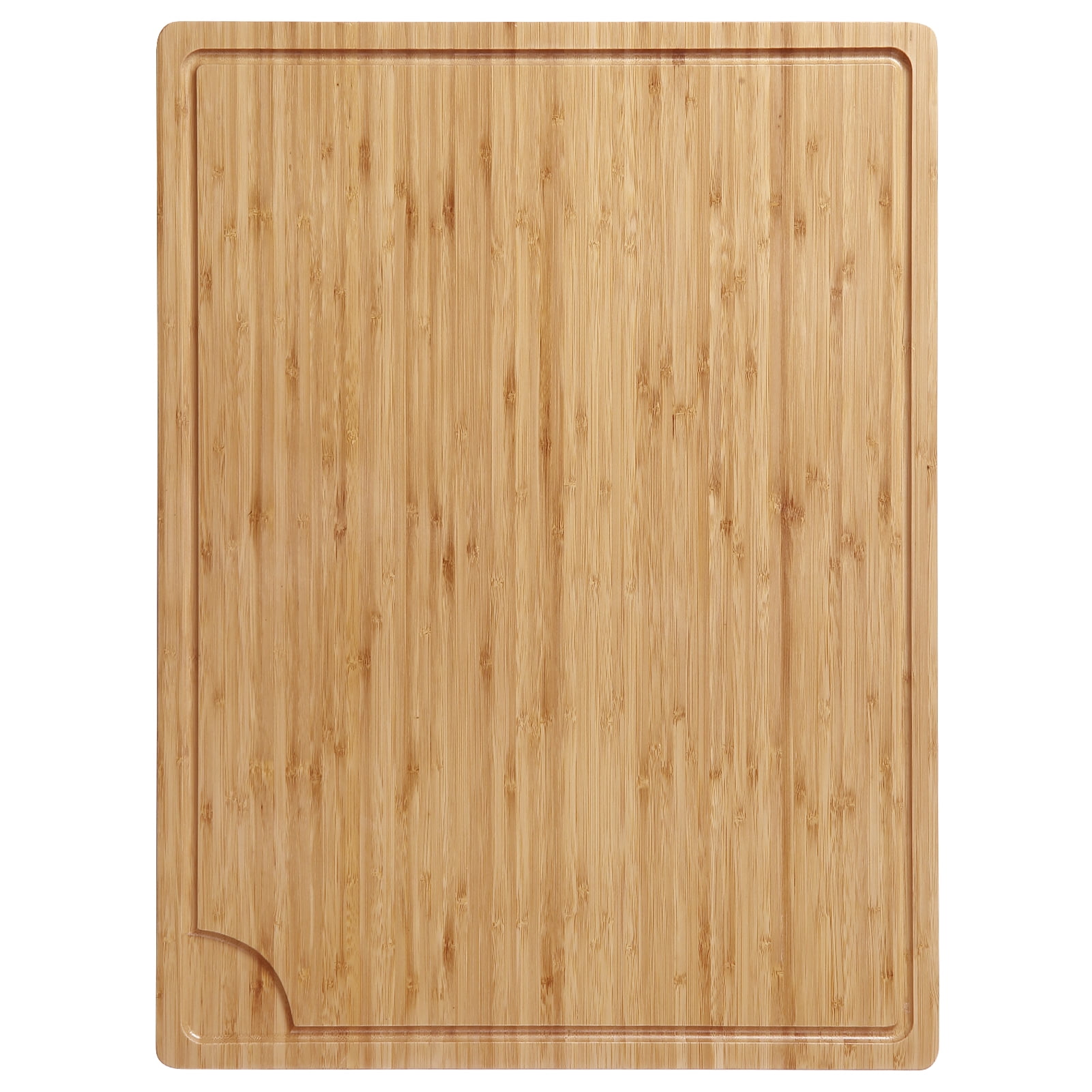 Towallmark 24" x 18" Large Bamboo Cutting Mat with Deep Juice Grooves and Built-In Handles, Reversible Wood Boards for Kitchen Prep & Serving