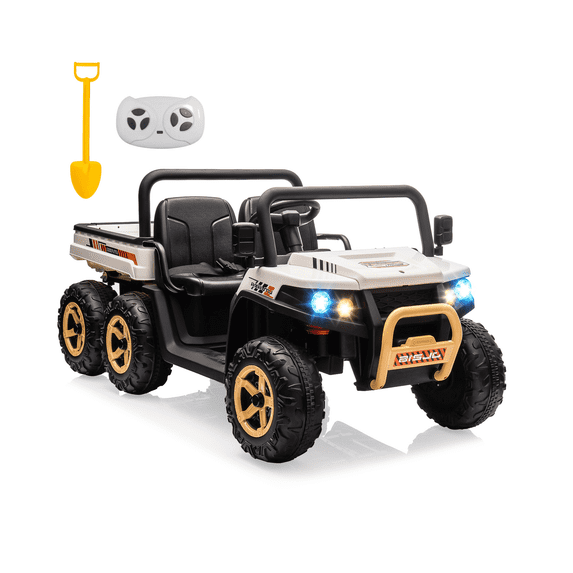24V 2-Seater Ride-On Dump Truck With Remote Control - 4WD, Electric Dump Bed, 6x6 Wheels, Pink, For Kids 3-6