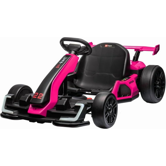 Towallmark 24V Electric Go Kart,300W Powerful Drift Kart for Kids, Electric Pedal Kart,with 300W Strong Motor, Drift/Sport Mode, Big Battery, Eva Tire,Length Adjustmen for Outdoor Racing Toy (Rose)