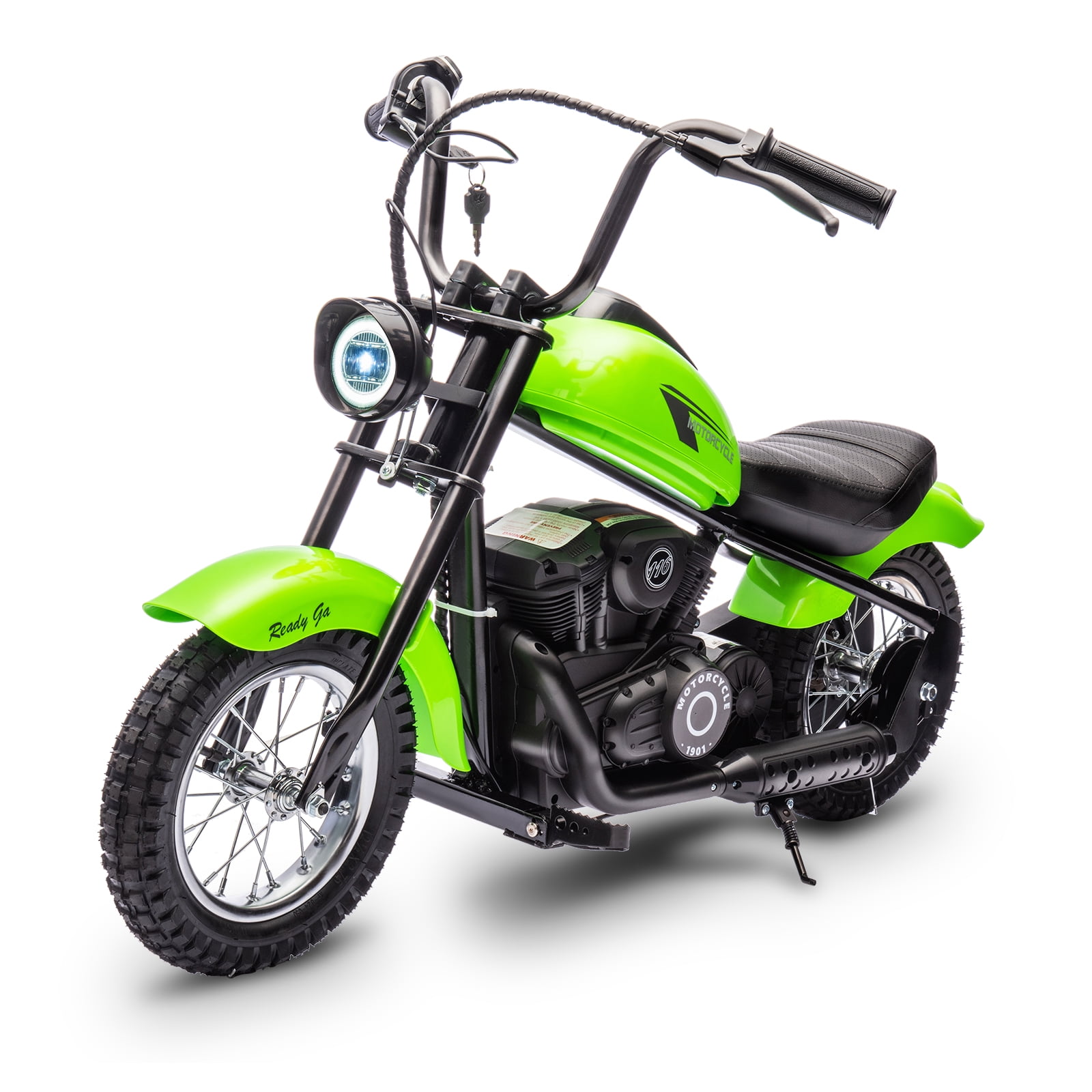 Towallmark 24V Kids Electric Dirt Bike, 14 MPH Chain Driven Motor, 150LB Weight Capacity, 12" Air-Filled Tires, Handbrake & Shock Absorbers, for Boys & Girls​，Black