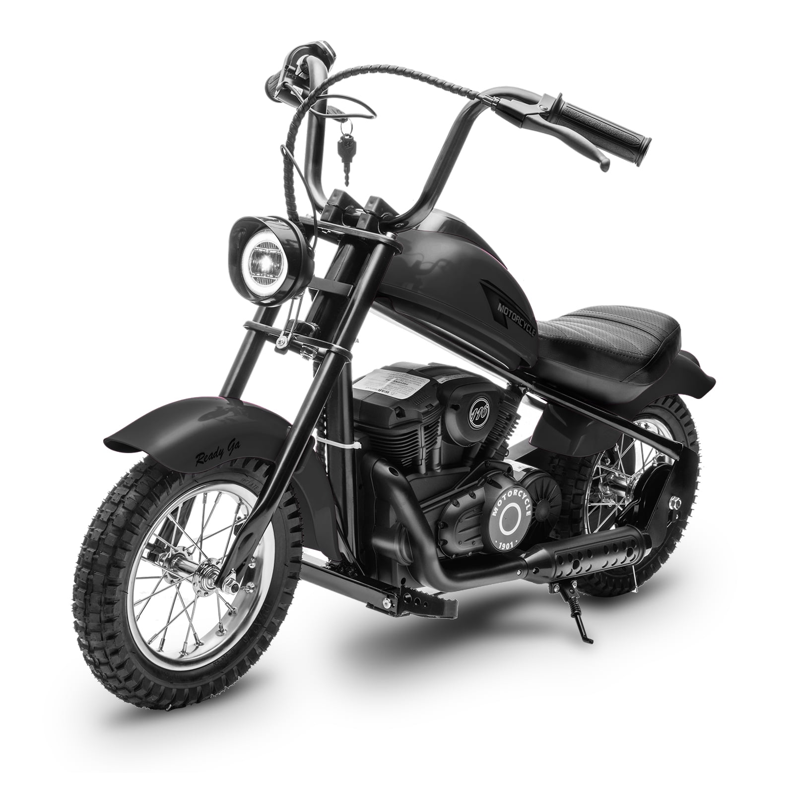 Towallmark 24V Kids Electric Dirt Bike, 14 MPH Chain Driven Motor, 150LB Weight Capacity, 12" Air-Filled Tires, Handbrake & Shock Absorbers, for Boys & Girls​，Black