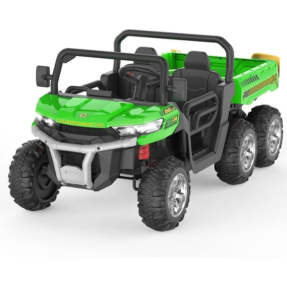 Towallmark 24V Kids Electric Dump Truck, 2-Seater 4WD Ride-On Toy with Remote Control & Dump Bed,  for Ages 3-8, Green