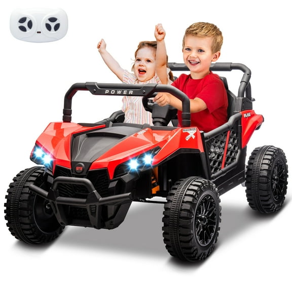 Towallmark 24V Kids Ride on UTV Car, 2 Seater Electric Powered Ride-on Toys Off-Road Truck with Remote Control (3.1 MPH Max Speed), Safety Belt, Storage Compartment, Music Player & LED Lights