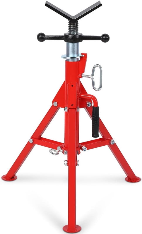 Towallmark 28-52 Inch Adjustable V Head Pipe Jack Stand, Heavy Duty Jack Stands, 2500 Lb Capacity, 1/2"-12" Pipe Size, Carbon Steel Construction, Portable Folding Legs