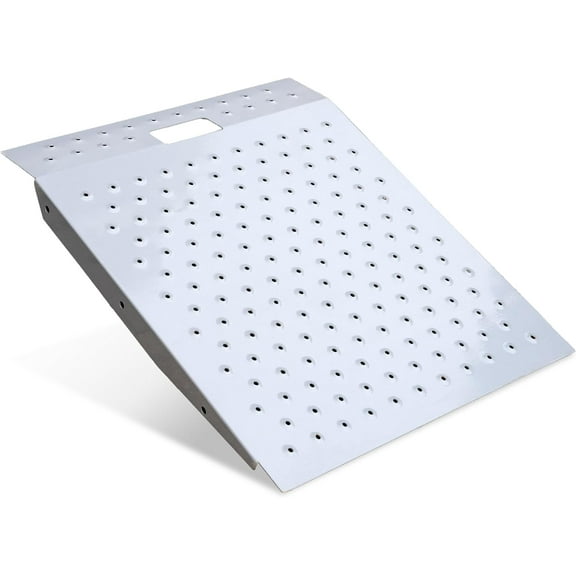 Towallmark 29" x 24" Shed Ramp for Riding Mower & Lawn Equipment, 750 LB Capacity Anti-Slip Punch Plate Ramp for ATV, Motorcycles, Garages & Barns (1PC)