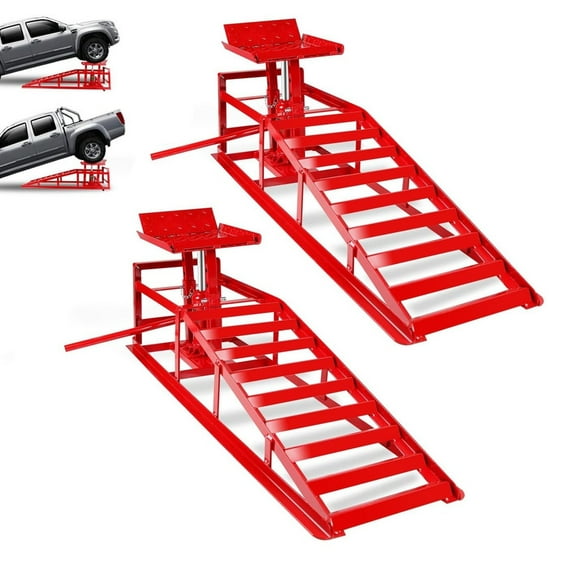 Towallmark 2PCS 5 Ton Car Ramps, Vehicle Ramps, Car Lift Ramp, 11060LBS Capacity Heavy Duty with 9.3 to 14 Inch Adjustable Height for Oil Changes Home Garage Use, Red
