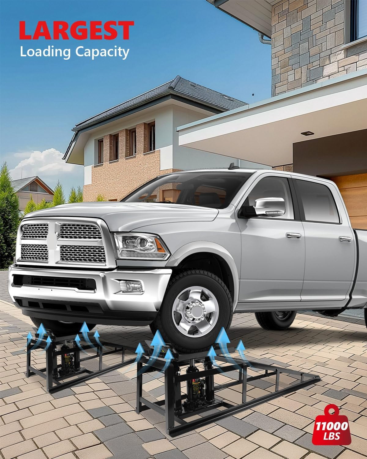 Towallmark 2PCS 5-Ton Hydraulic Car Ramps – Heavy Duty 10,000lb Vehicle ...