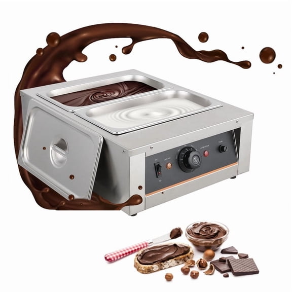 Towallmark 3.3L 1500W Chocolate Tempering Machine, 2 Tank Commercial Chocolate Melter with Precise Temperature Control, Stainless Steel Melting Pot for Chocolate Milk and Cream