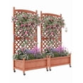 thumbnail image 1 of Towallmark 30x13x59 Inches Wooden Raised Garden Bed, Planter Box with Trellis, Privacy Screen Planter with Wheels, Elevated Garden Bed for Outdoor, Patio Garden Privacy Screen, 1 of 7