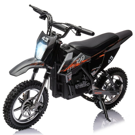 Towallmark 36V Electric Dirt Bike for Teens, 350W Brushless or 500W Brushed Motor, Up to 15.5MPH & 175LB Capacity, Off-Road Motorcycle with Front/Rear Brakes, Black​