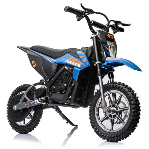 Towallmark 36V Electric Dirt Bike for Teens, 350W Brushless or 500W Brushed Motor, Up to 15.5MPH & 175LB Capacity, Off-Road Motorcycle with Front/Rear Brakes, Blue