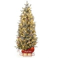 thumbnail image 1 of Towallmark 4.5 Ft Pre-Lit Christmas Tree, Snow Flocked Christmas Tree with 200 Warm White Led Lights, 8 Lighting Modes, Sleigh Ride Base, Artificial Xmas Tree for Home Decoration, 1 of 7