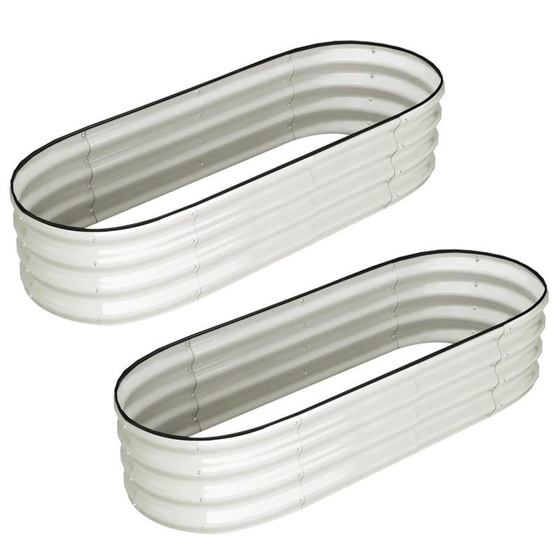 Towallmark 4.5x2x1.5FT Set of 2 Raised Garden Bed, Galvanized Outdoor Planter Box with Open Base Safety Edge, for Vegetables Flowers Ground Planting, Includes Glove