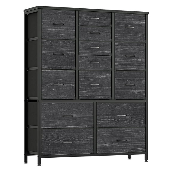 Towallmark 48" H Tall Dresser with 15 Drawers Dressers for Bedroom Fabric Storage Dresser & Chest of Drawers(Black)