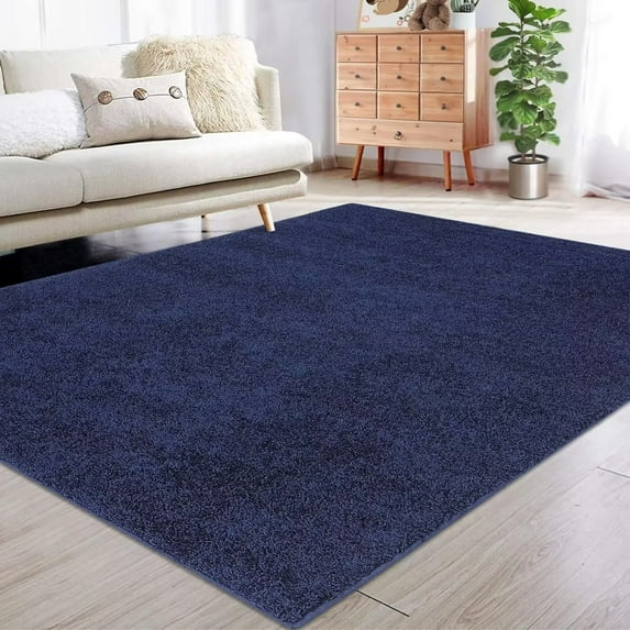Towallmark 5' x 8' Living Room Area Rug Modern Plush Rug Thick Shaggy Soft Fluffy Shag Rug Fuzzy Rug Non Slip for Bedroom Nursery, Navy Blue