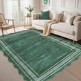 thumbnail image 1 of Towallmark 5x7 Washable Area Rug, Ultra Soft Low Pile Non-Slip Carpet, Modern Scalloped Print Floor Mat for Living Room Bedroom Home Decor, Green, 1 of 9