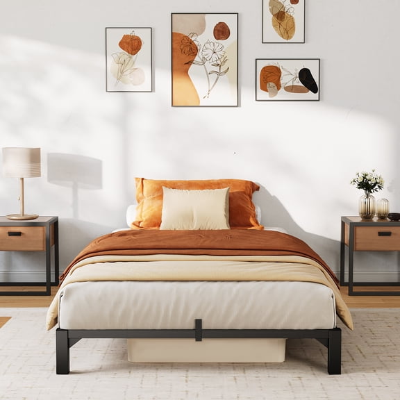 Towallmark 6" Twin Metal Bed Frame with Tool-Less Assembly, Reinforced Steel Slats Platform Bed Frame, No Box Spring Needed