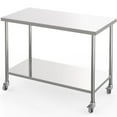 thumbnail image 1 of Towallmark 60" x 24" Stainless Steel Utility Table, Heavy-Duty Rolling Workbench with Locking Casters & Adjustable Shelf, for Kitchen, Garage, Workshop​, 1 of 7