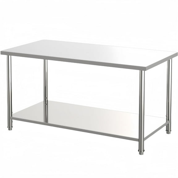 Towallmark 60" x 24" Stainless Steel Utility Table, Heavy-Duty Workbench with Adjustable Shelf, for Kitchen, Garage, Workshop​