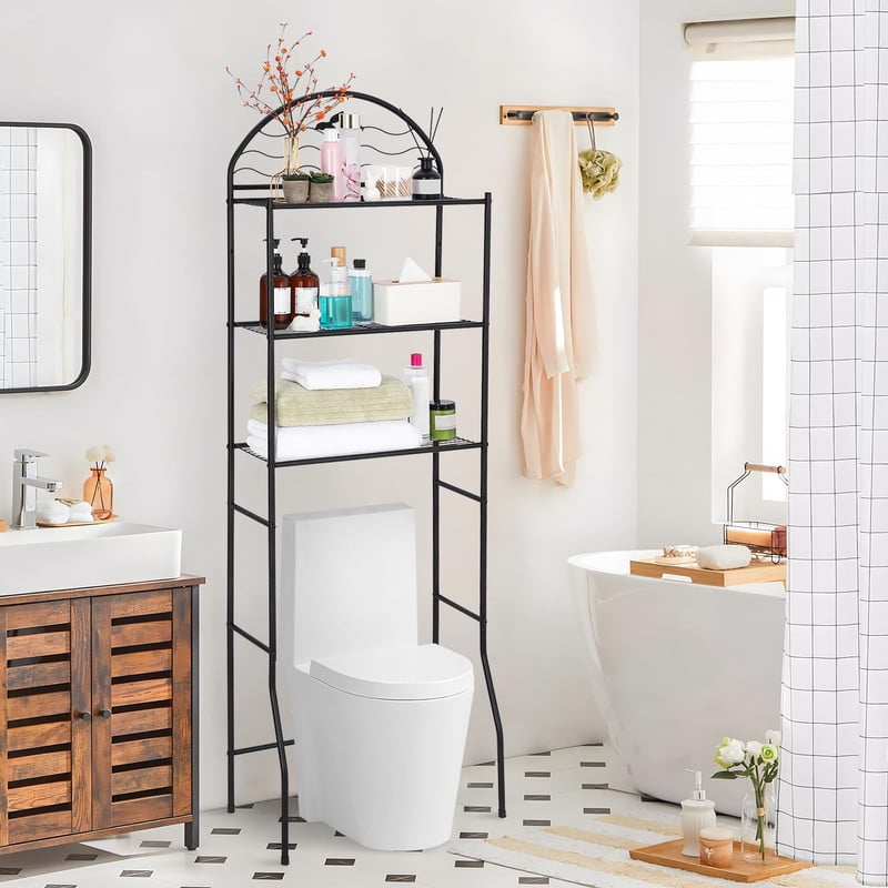 Towallmark 67 Inch 3 Tier Over The Toilet Storage, Freestanding Bathroom Organizer Cabinet, Space Saving Above Toilet Shelf, Easy Assembly, Black