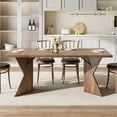 thumbnail image 1 of Towallmark 70.9 Inch Rectangular Dining Table, 6 Seater Kitchen Table With Sturdy Frame, Thickened Tabletop & V Cut Legs, Large Retro Dinner Table For Family Gatherings, 1 of 8