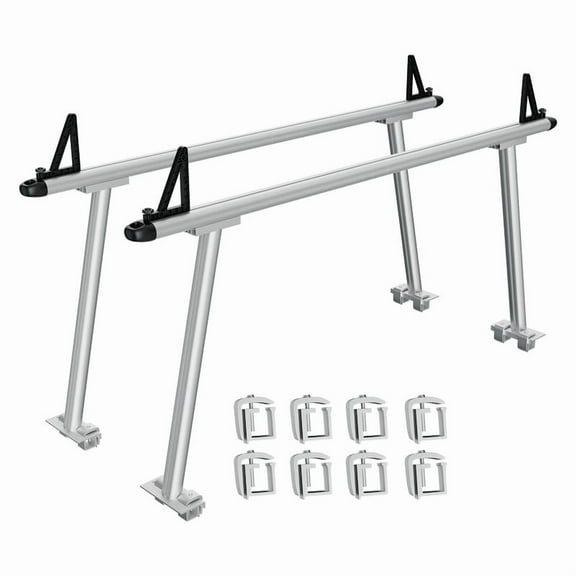 Towallmark 71 Inch Aluminum Truck Rack,800LBS Capacity Heavy Duty Ladder Rack With 8 Non Drilling C Clamps, 2 Bar Truck Bed Rack For Kayak, Lumber, Ladder