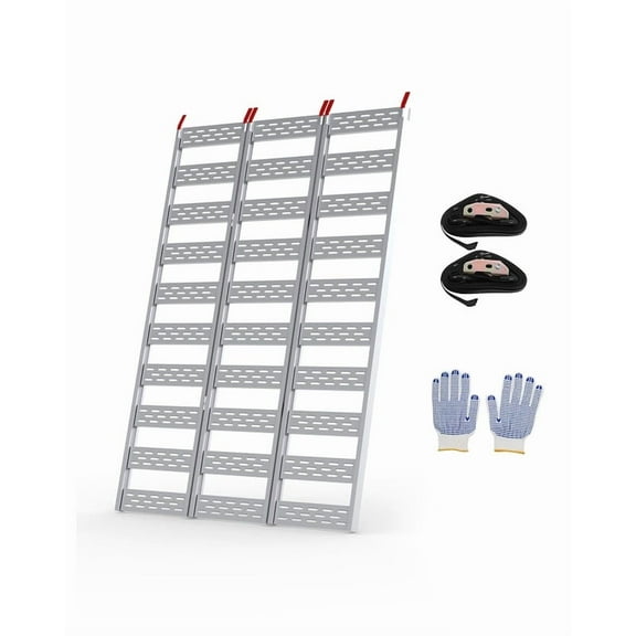 Towallmark 76 x 50 Inch Ramps for Pickup Trucks,1500LBS Capacity Aluminum ATV Ramps, Tri Fold Motorcycle Loading Ramps With Load Straps, For ATV, UTV, Lawn Mowers, Tractors